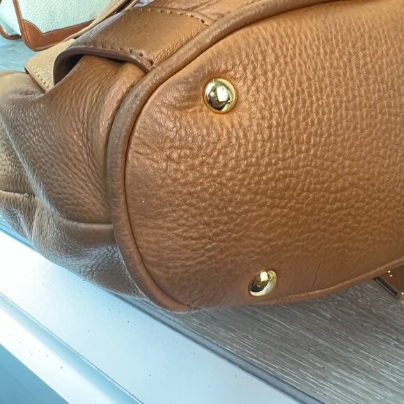 Michael Kors Fulton Camel Brown Leather Satchel Shoulder Bag - Picture 5 of 7